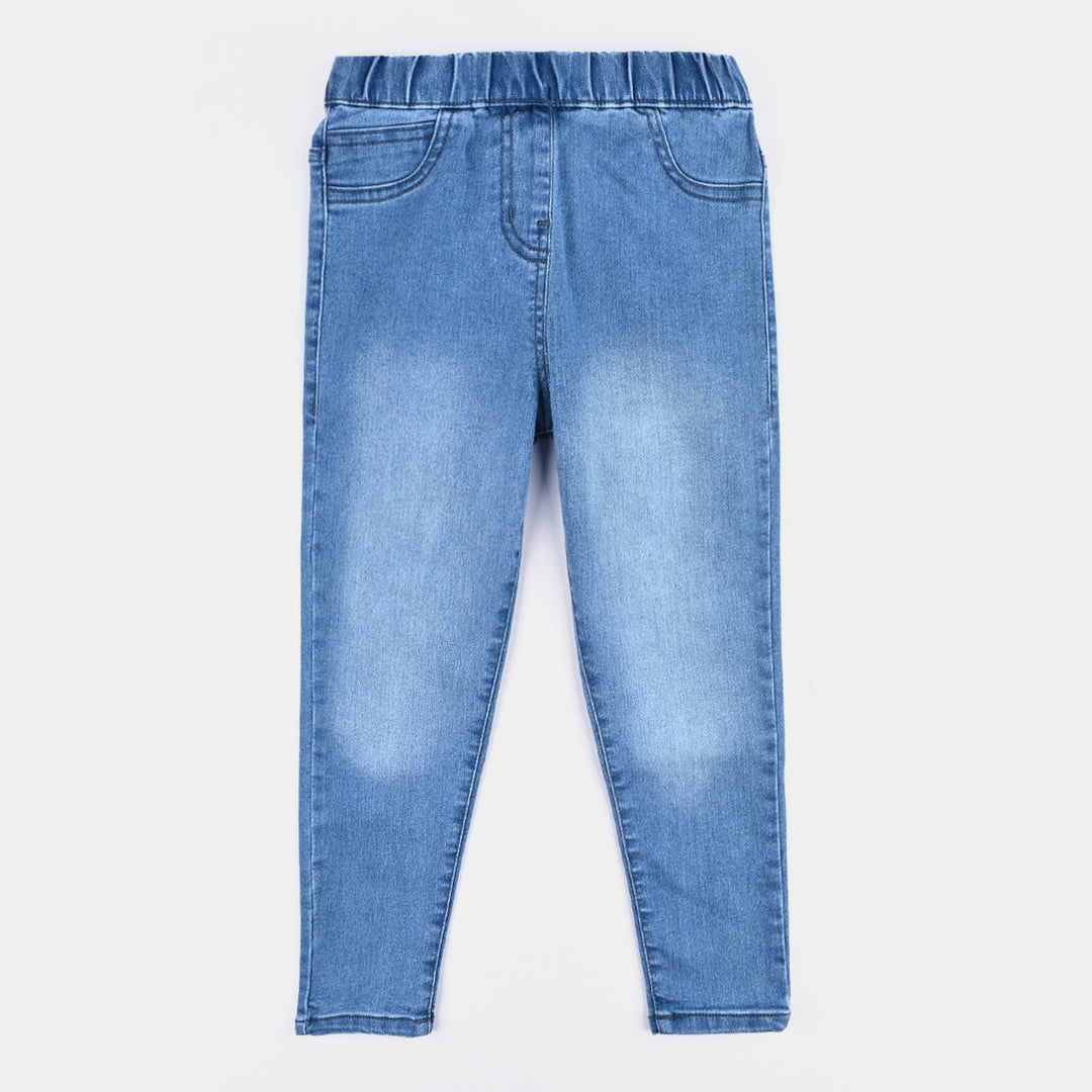 Girls Denim Stretch Jeggings Basic-LT.Blue