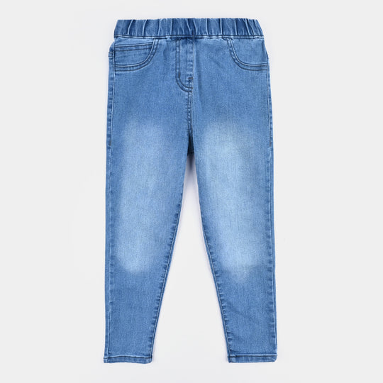 Girls Denim Stretch Jeggings Basic-LT.Blue