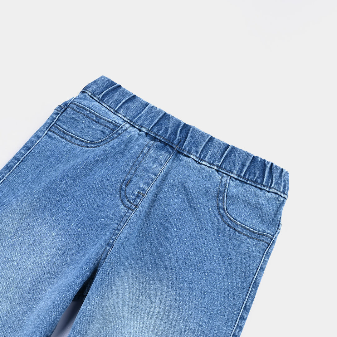Girls Denim Stretch Jeggings Basic-LT.Blue