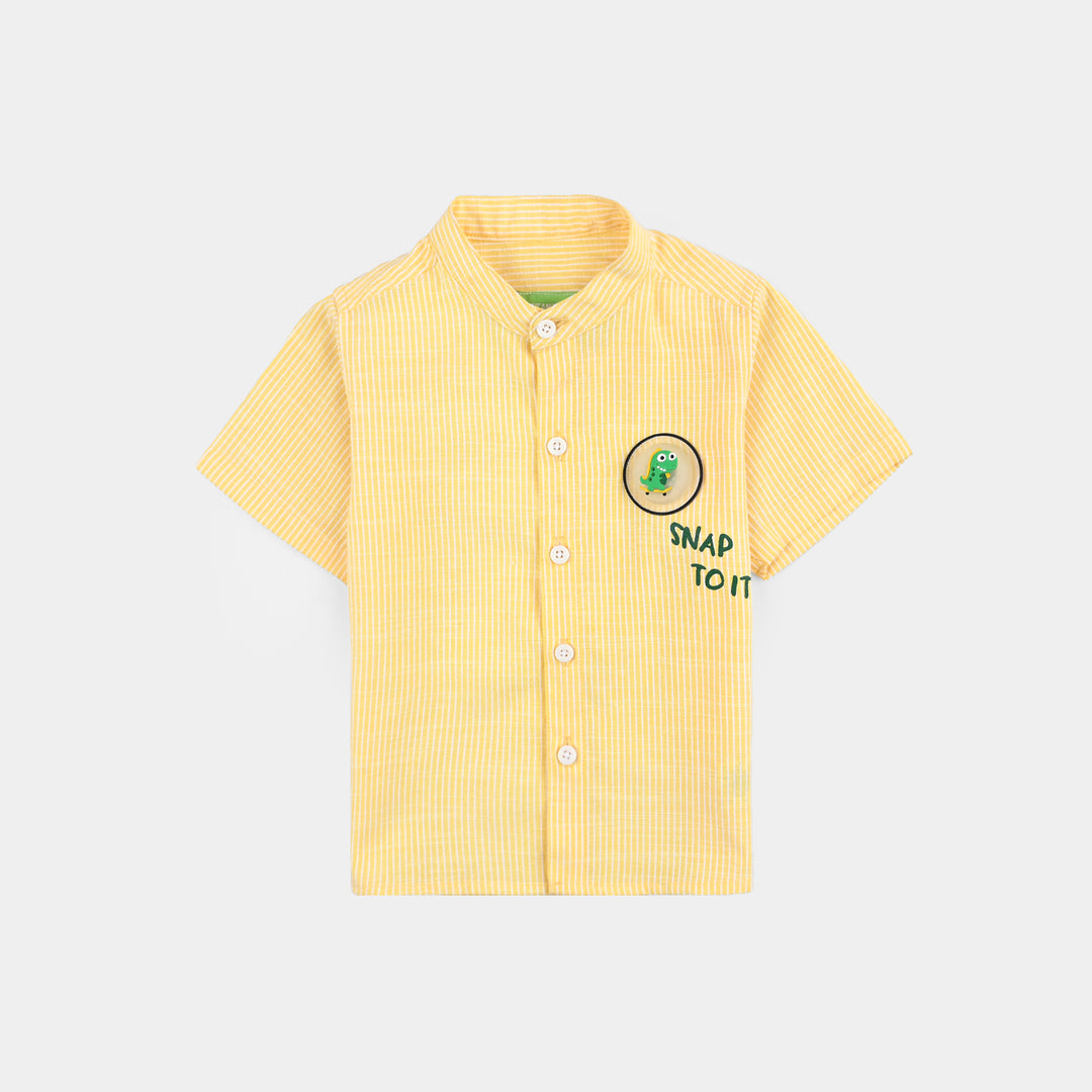 Infant Boys Yarn Dyed Basic Casual Shirt (Snap To IT) - Yellow