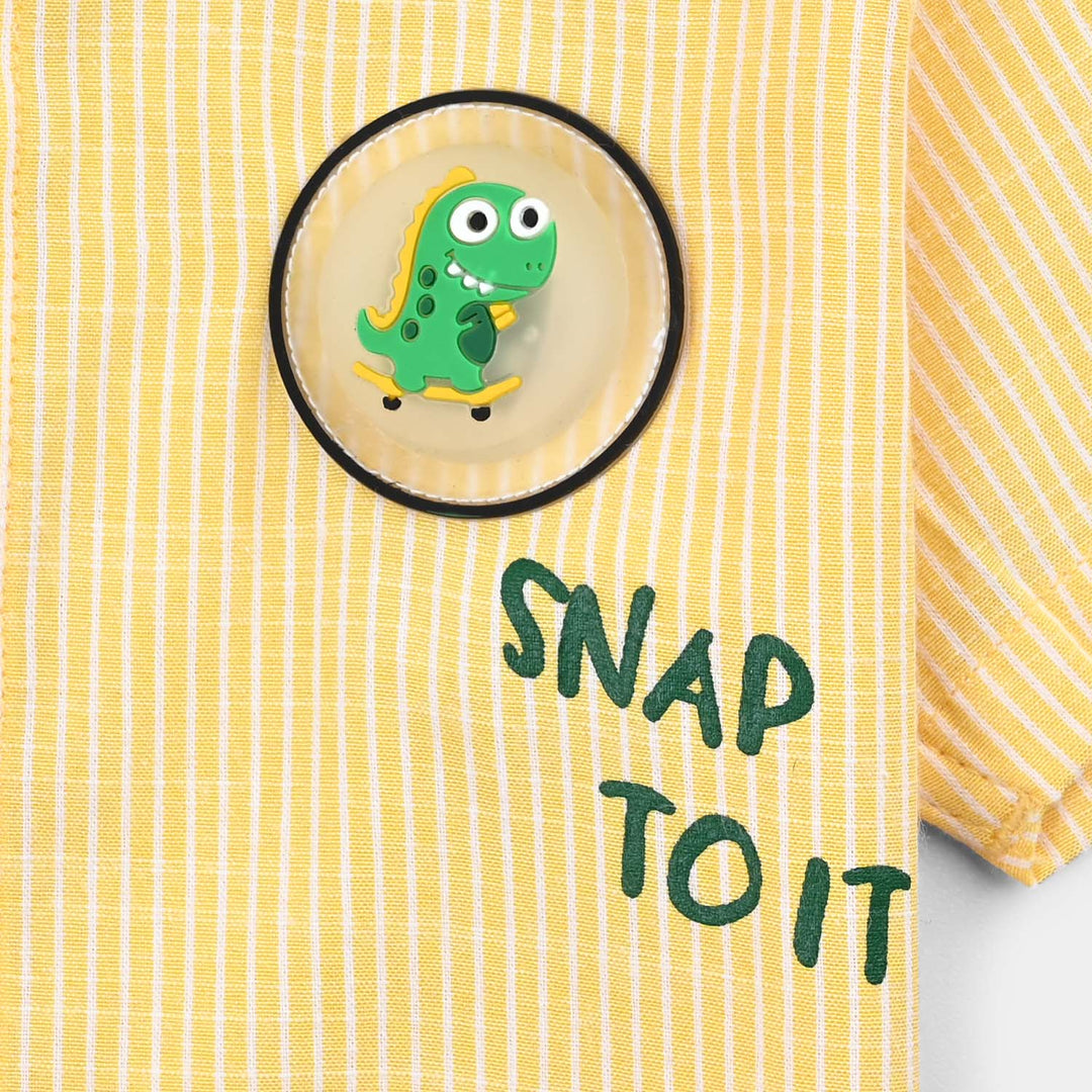 Infant Boys Yarn Dyed Basic Casual Shirt (Snap To IT) - Yellow