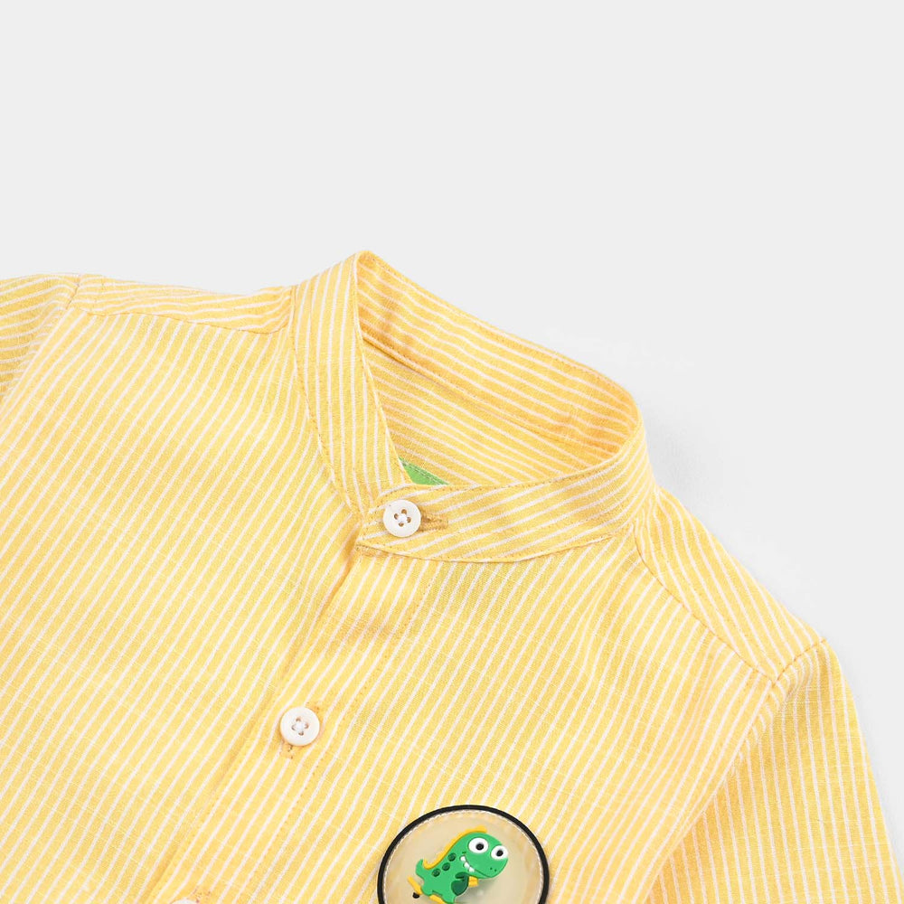 Infant Boys Yarn Dyed Basic Casual Shirt (Snap To IT) - Yellow