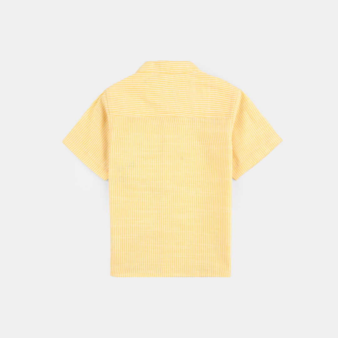 Infant Boys Yarn Dyed Basic Casual Shirt (Snap To IT) - Yellow