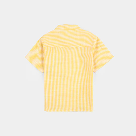Infant Boys Yarn Dyed Basic Casual Shirt (Snap To IT) - Yellow
