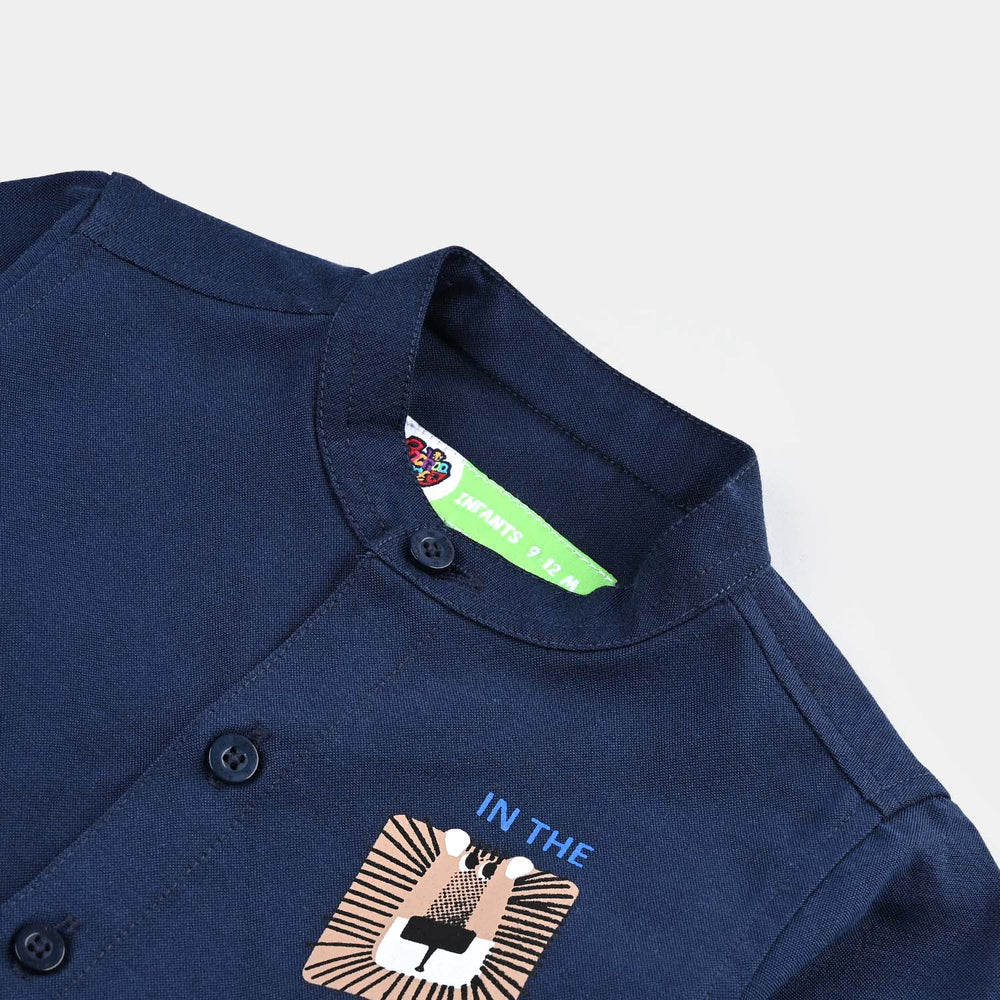 Infant Boys Oxford Basic Casual Shirt (Best Friend)-NAVY