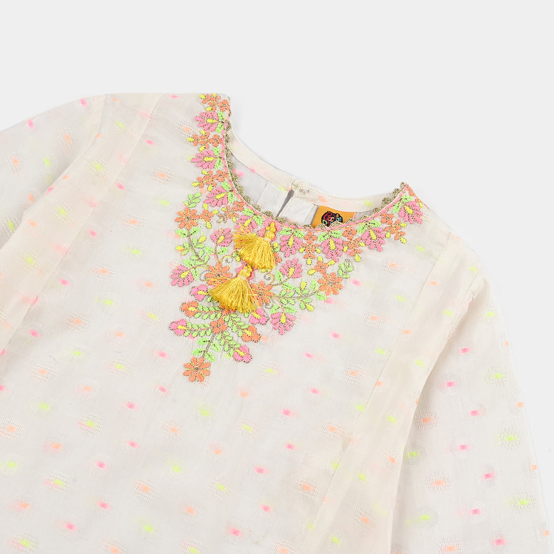 Girls Jacquard 2 Pcs Neon - WHITE