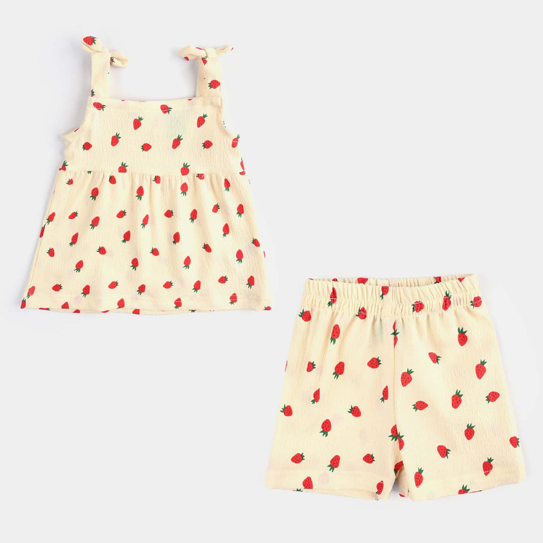 Infant Girls Seersucker 2 PC Strawberry-Cream