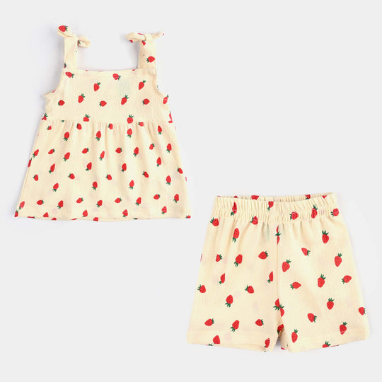 Infant Girls Seersucker 2 PC Strawberry-Cream