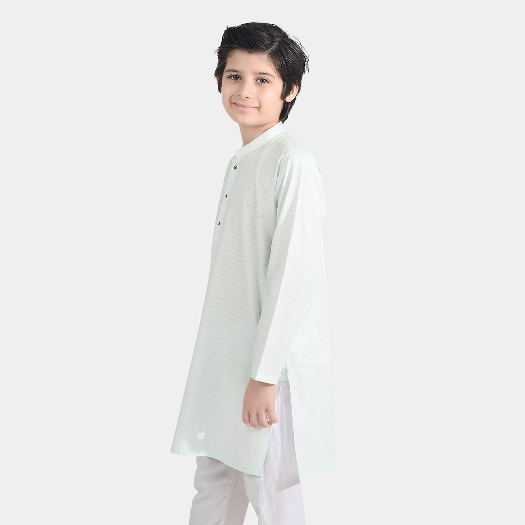 Boys Cotton Jacquard Basic Kurta (Salt Air)-SKY BLUE