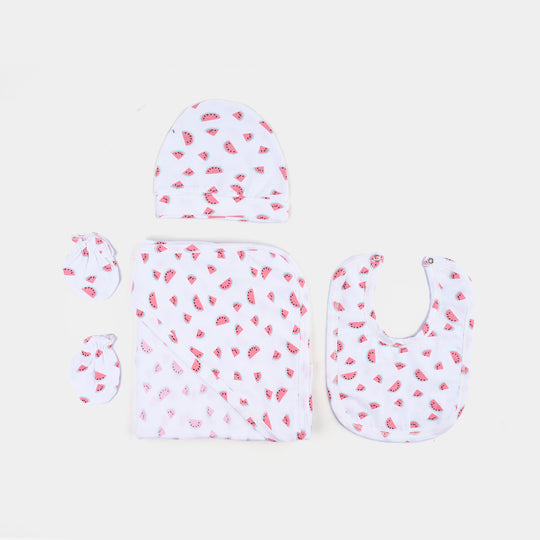 Girls Cotton Jersey Set 6PCs (Watermelon) - White