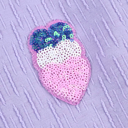 Girls Jacquard T-Shirt (Hearts) - Purple