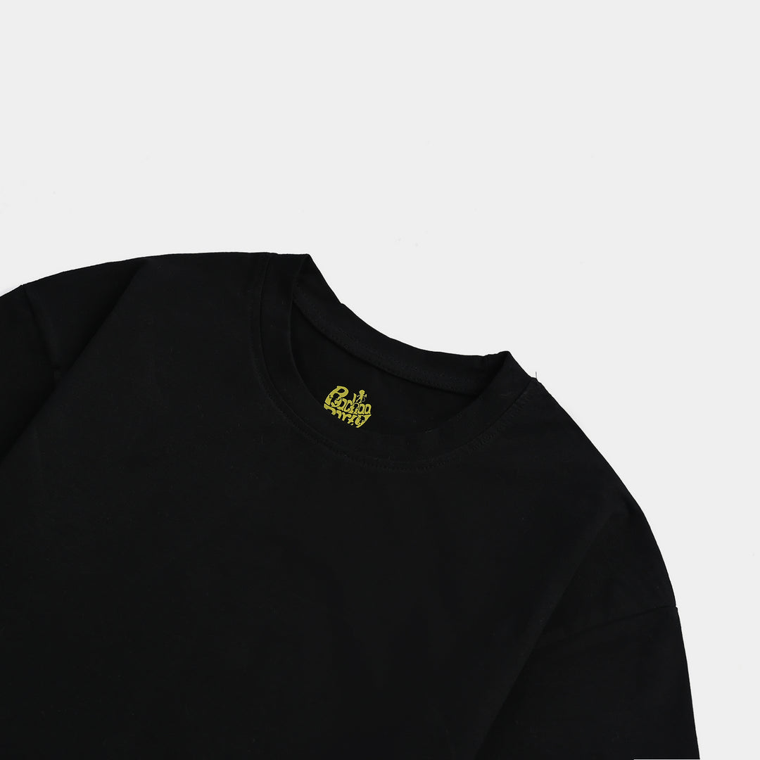 Boys Lycra Jersey T-Shirt Basic-BLACK