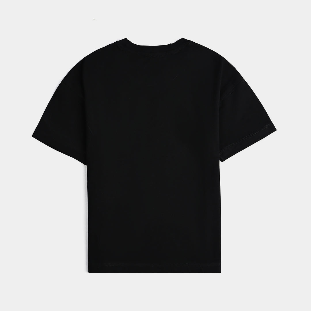 Boys Lycra Jersey T-Shirt Basic-BLACK