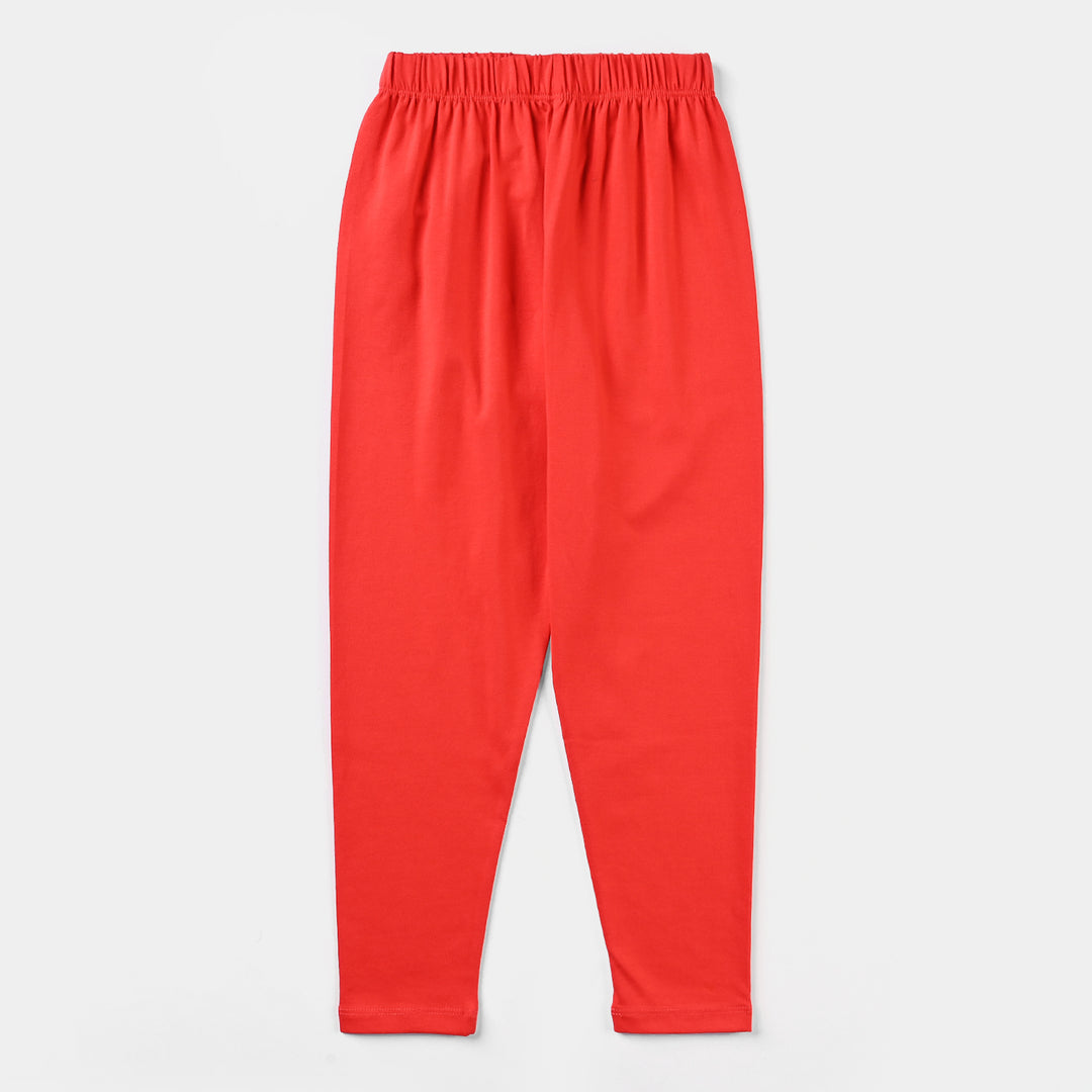 Girls Lycra Basic Jersey Tights - Red