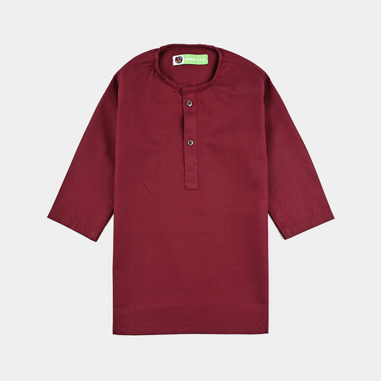 Infant Boys Cotton Poplin Basic Kurta - Red
