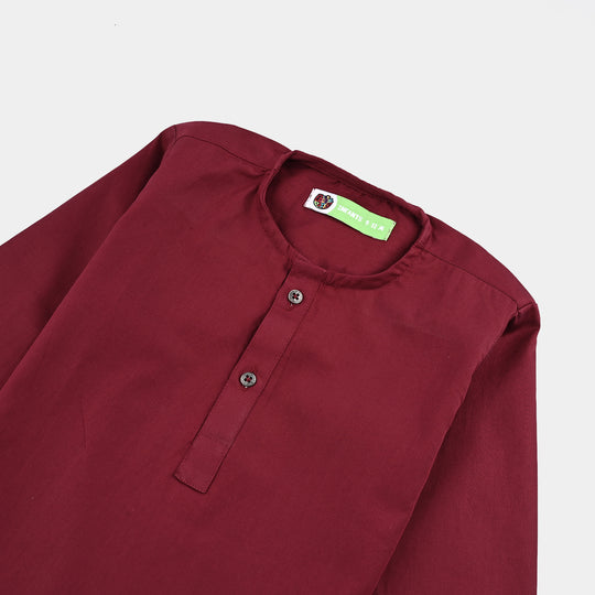 Infant Boys Cotton Poplin Basic Kurta - Red