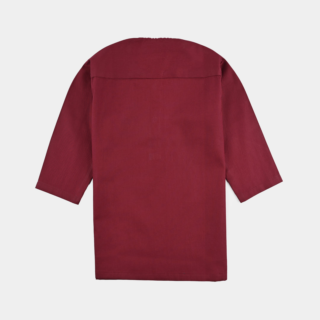 Infant Boys Cotton Poplin Basic Kurta - Red