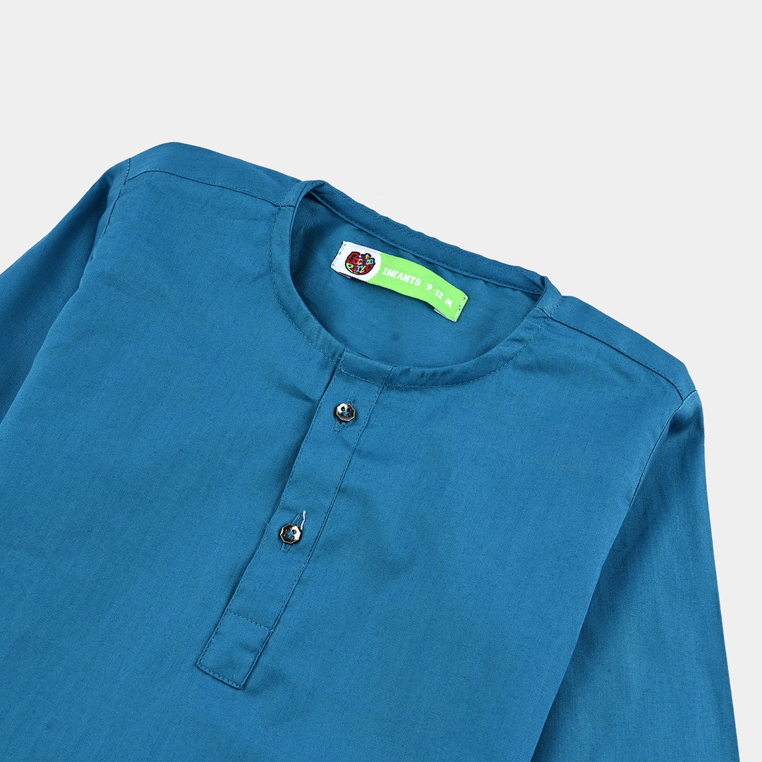 Infant Boys Cotton Poplin Basic Kurta-Sea Port