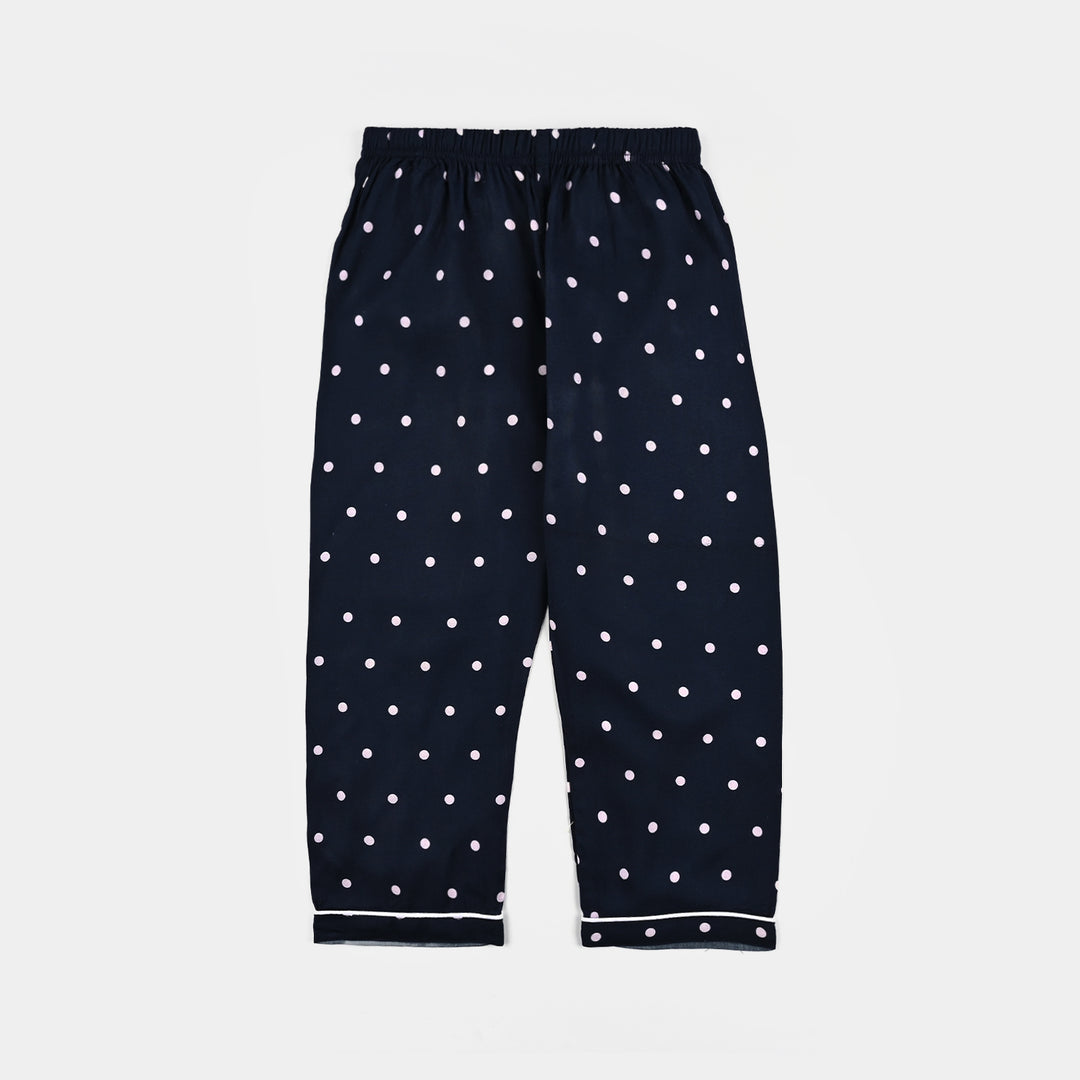 Girls Viscose Nightwear-Polka Dot-NAVY