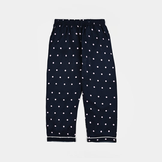 Girls Viscose Nightwear-Polka Dot-NAVY