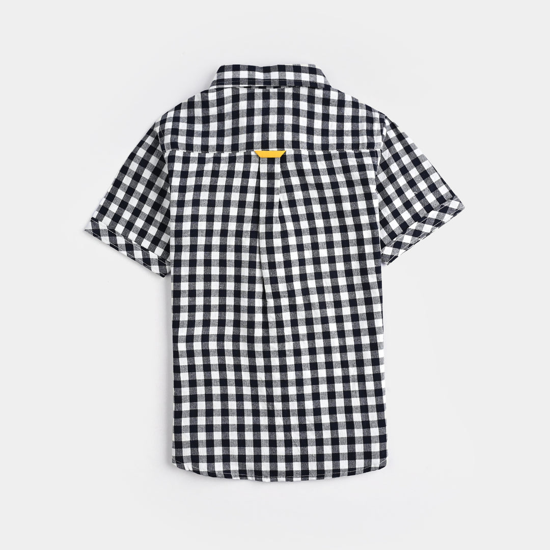 Boys Yarn Dyed Casual Shirt H/S (Controller)-BLACK