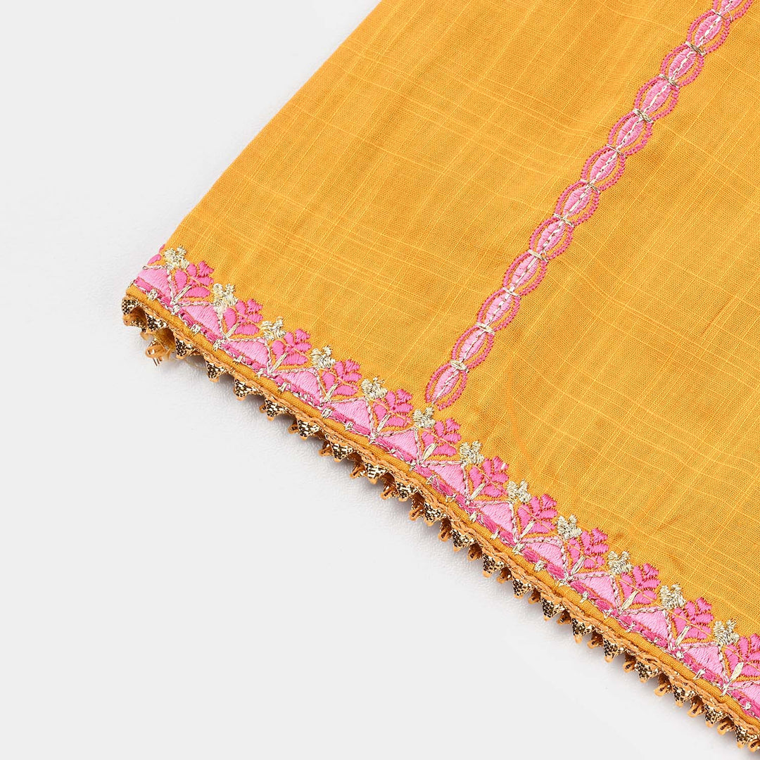 Infant Girls Cotton Slub Emb 2Pcs Laila-Mustard