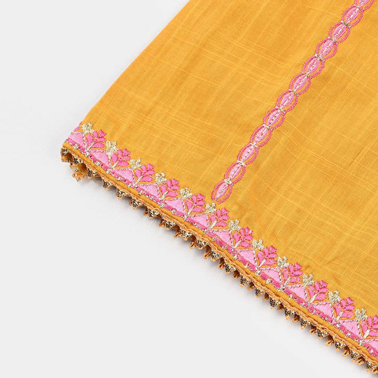 Infant Girls Cotton Slub Emb 2Pcs Laila-Mustard