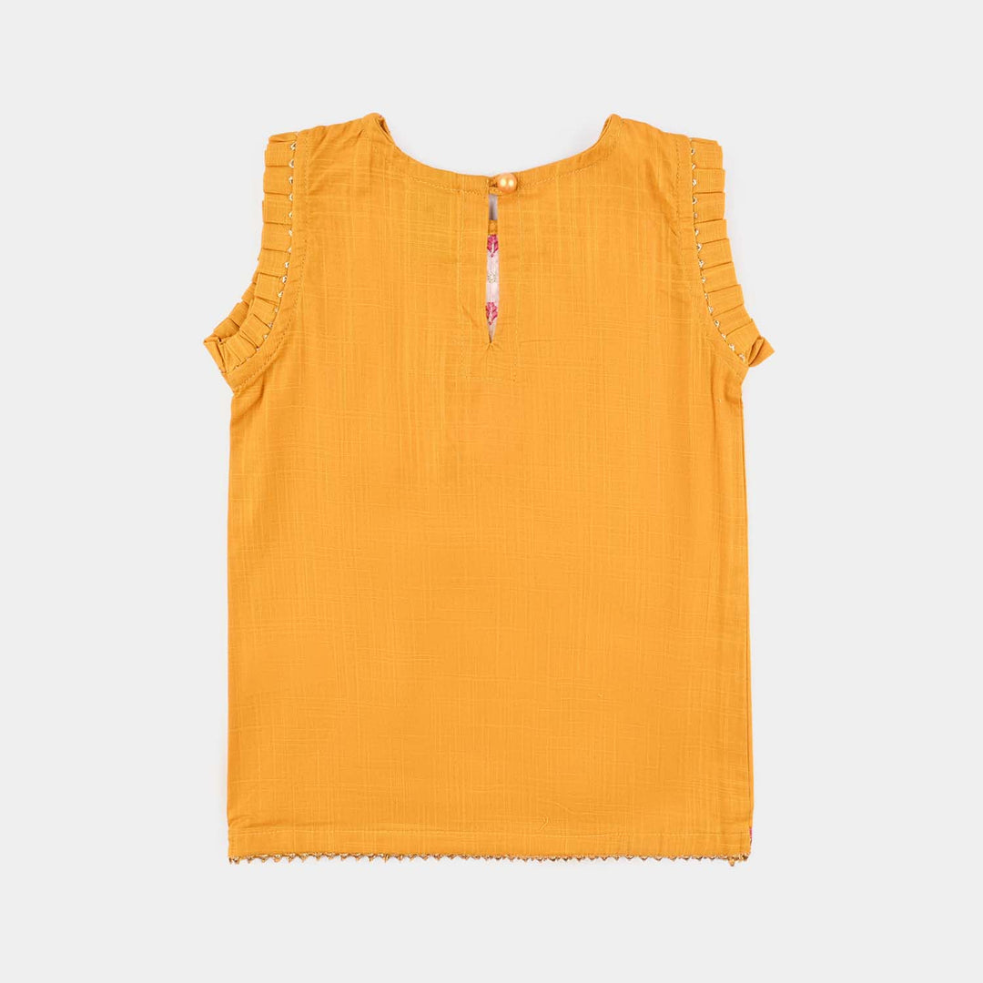 Infant Girls Cotton Slub Emb 2Pcs Laila-Mustard