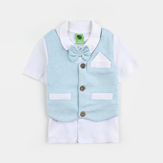 Infant Boys Jacquard 2-Piece Suit (Popcorn) - Sai Blue