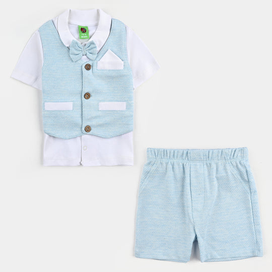 Infant Boys Jacquard 2-Piece Suit (Popcorn) - Sai Blue