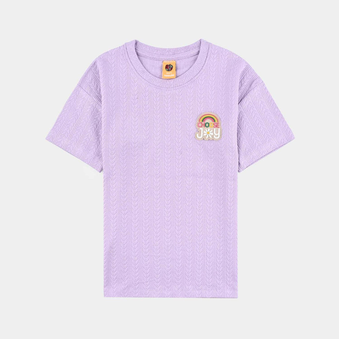 Girls Jacquard T-Shirt (Choose Joy) - Purple