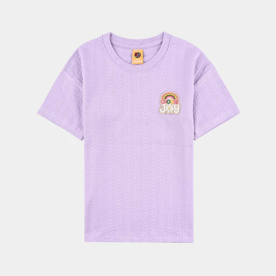 Girls Jacquard T-Shirt (Choose Joy) - Purple