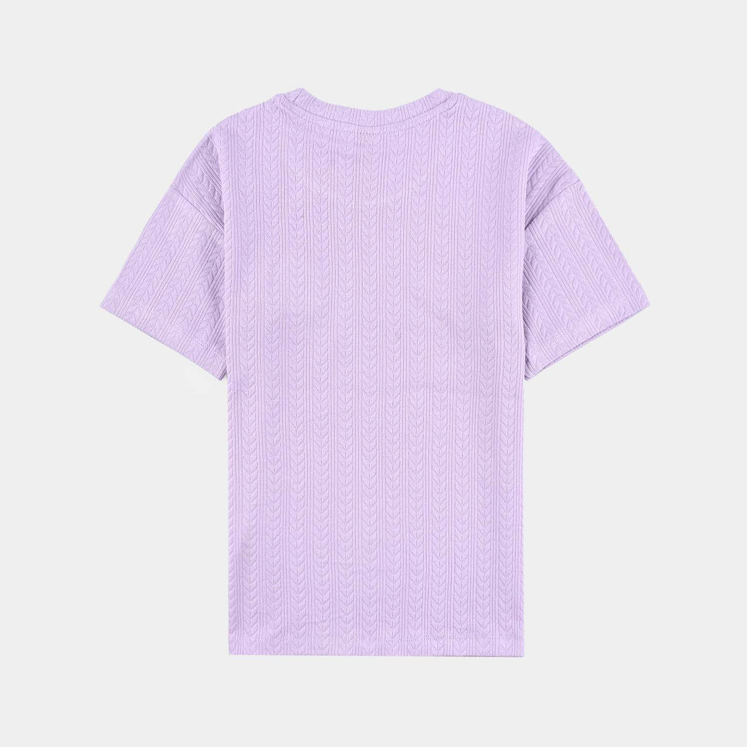 Girls Jacquard T-Shirt (Choose Joy) - Purple