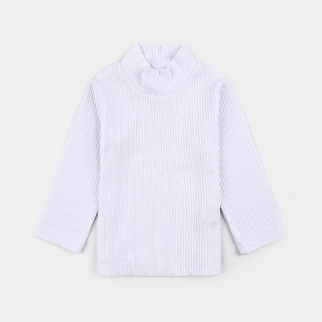 Boys Rib Turtle Neck T-Shirt - WHITE