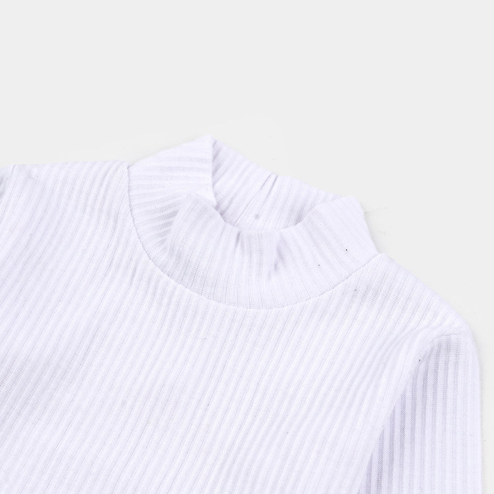 Boys Rib Turtle Neck T-Shirt - WHITE
