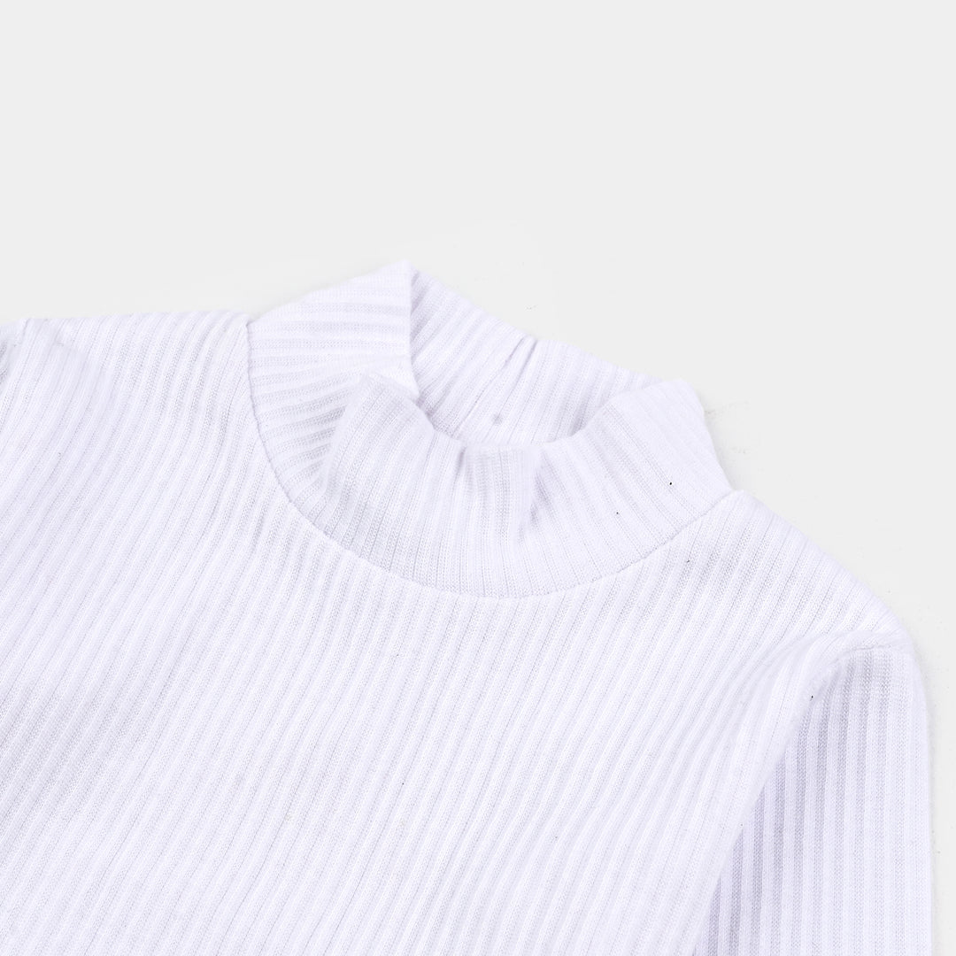 Boys Rib Turtle Neck T-Shirt - WHITE