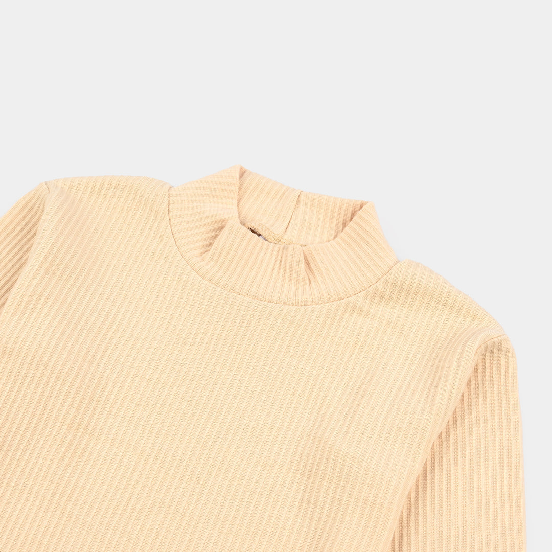 Boys Rib Turtle Neck T-Shirt - Wood.Ash