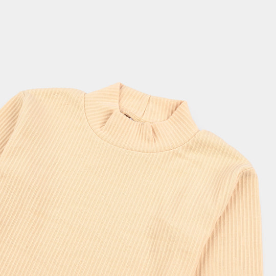 Boys Rib Turtle Neck T-Shirt - Wood.Ash