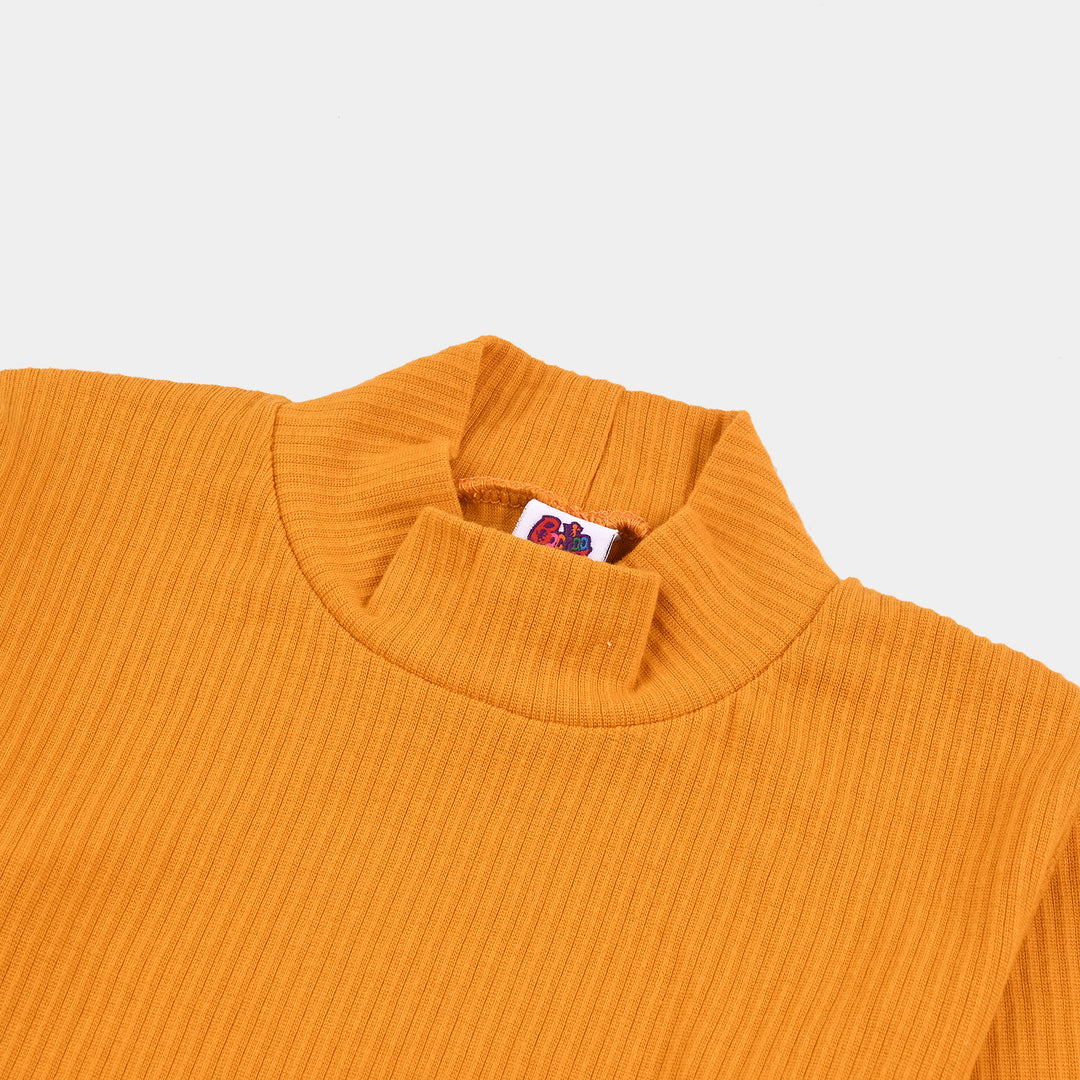 Girls Rib Turtle Neck T-Shirt - Sun.Flower
