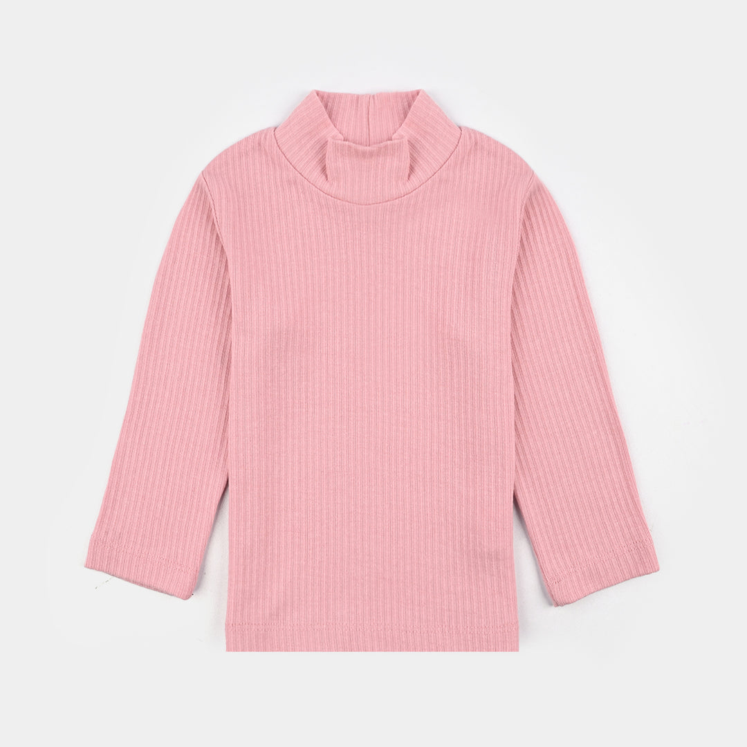 Girls Rib Turtle Neck T-Shirt - Candy.Pink