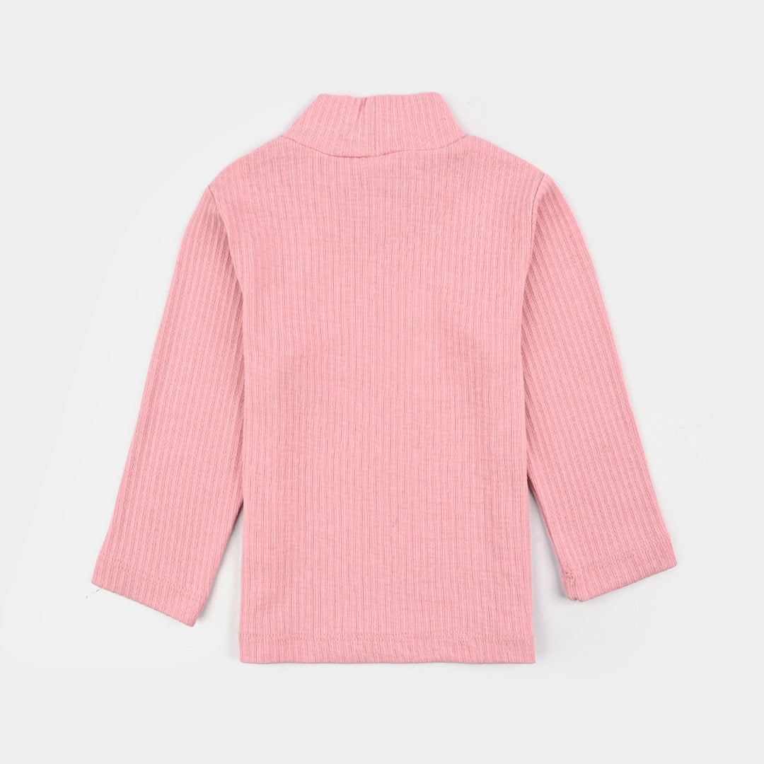 Girls Rib Turtle Neck T-Shirt - Candy.Pink