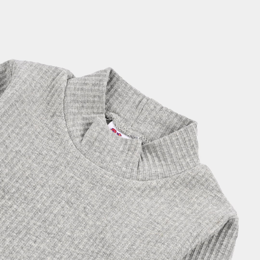 Infant Unisex Rib Turtle Neck T-Shirt - Dark.Grey