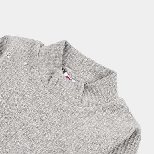 Infant Unisex Rib Turtle Neck T-Shirt - Dark.Grey