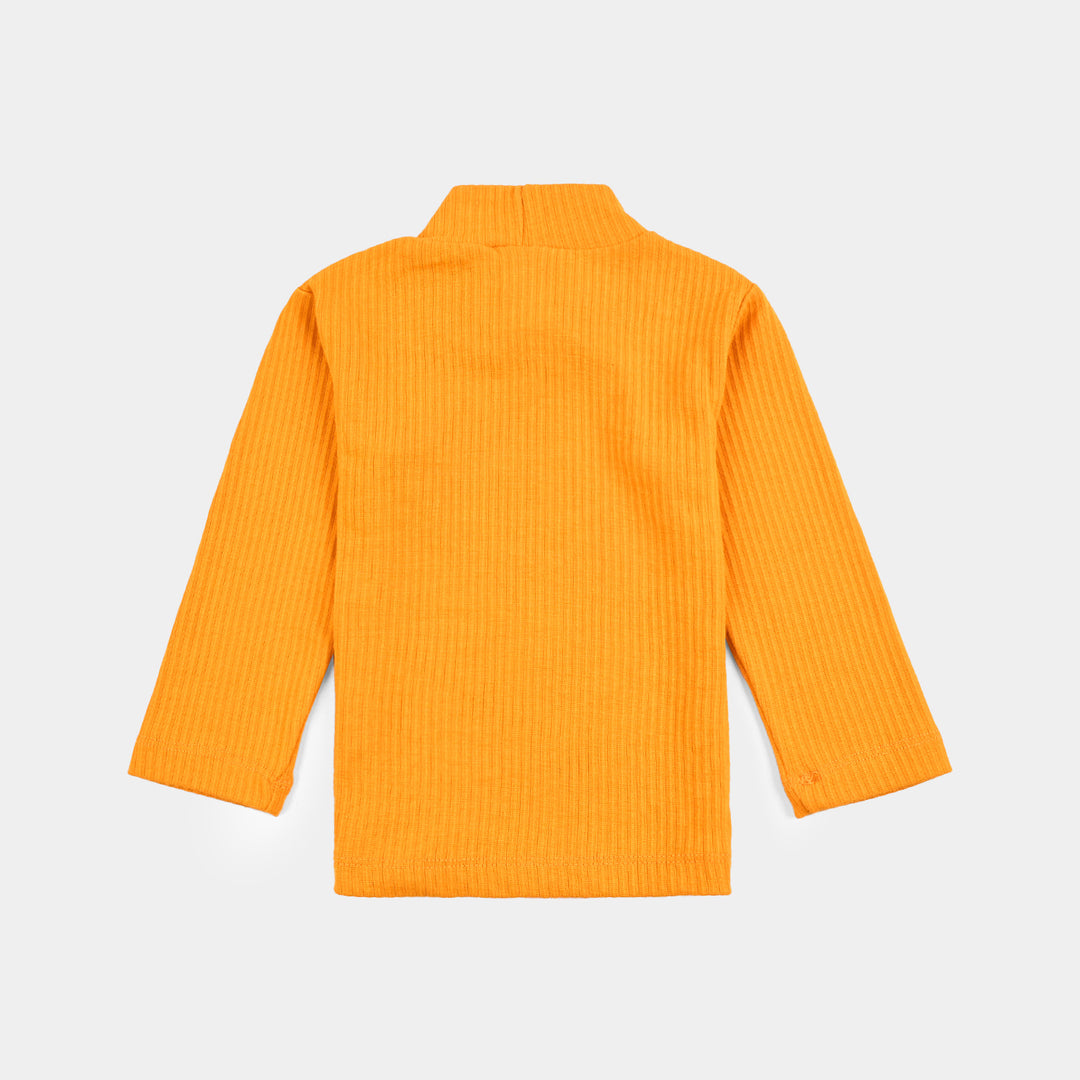 Infant Unisex Rib Turtle Neck T-Shirt - Sun Flower