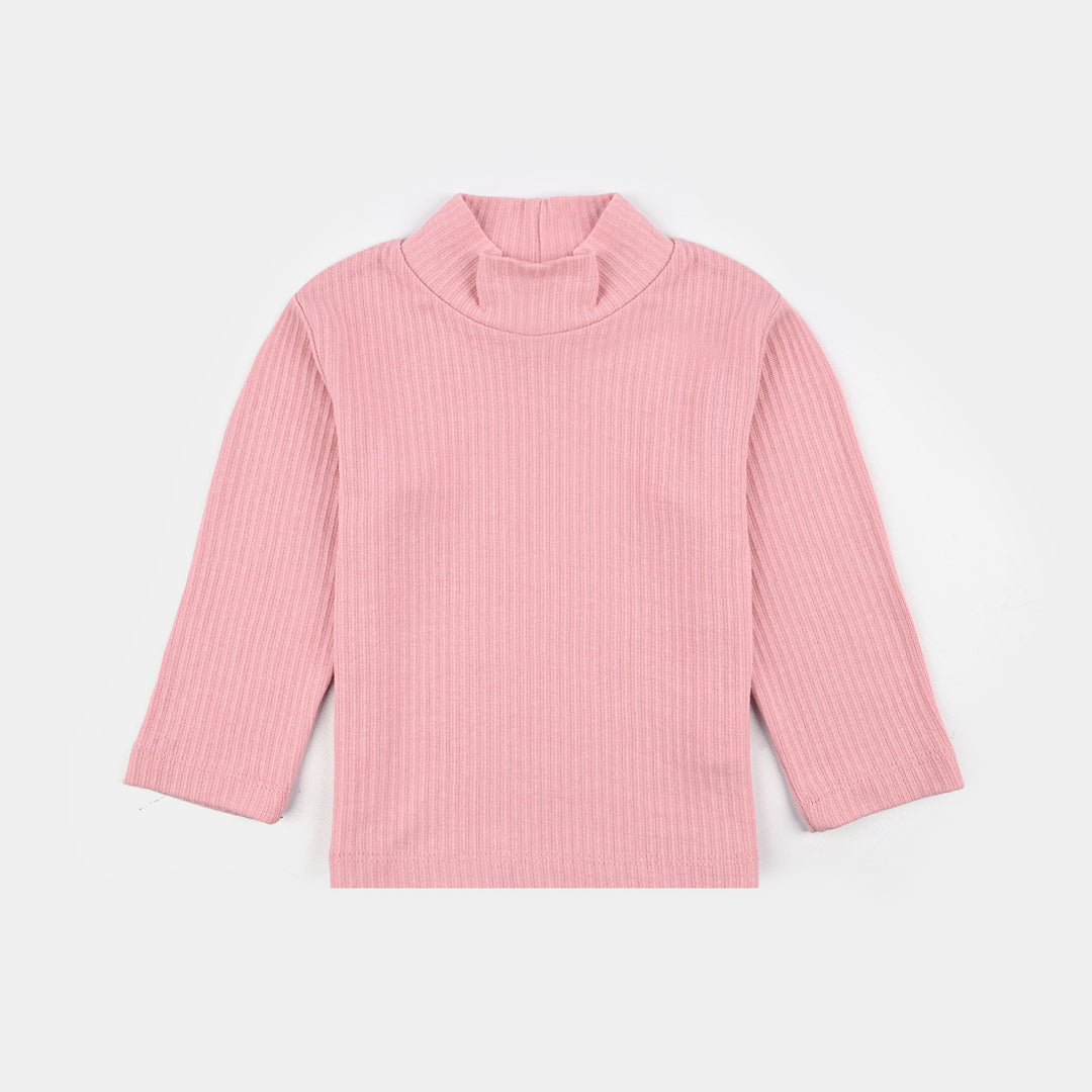 Infant Unisex Rib Turtle Neck T-Shirt - Candy.Pink