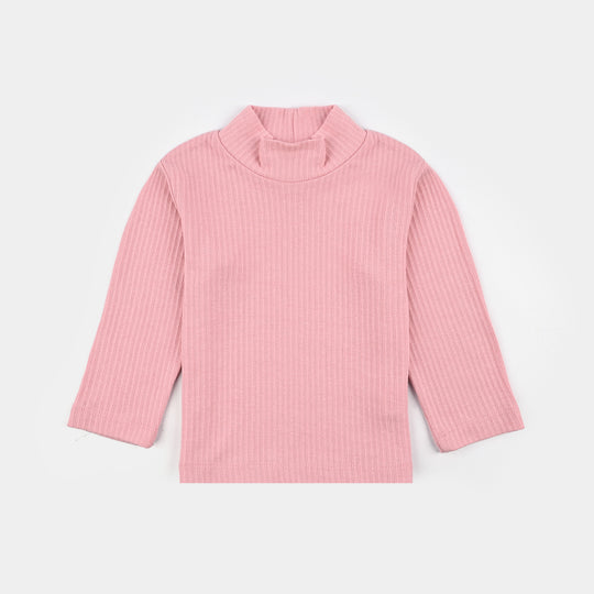 Infant Unisex Rib Turtle Neck T-Shirt - Candy.Pink