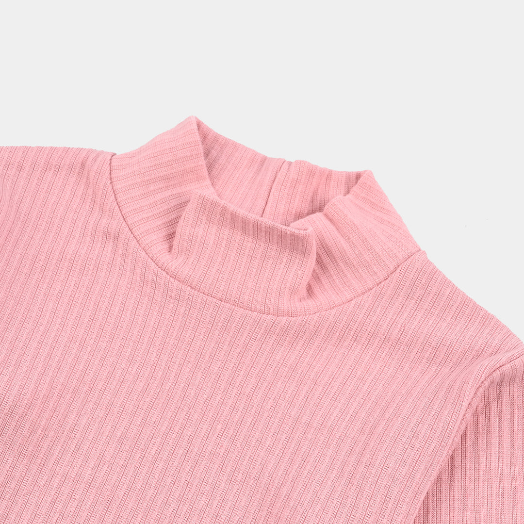 Infant Unisex Rib Turtle Neck T-Shirt - Candy.Pink
