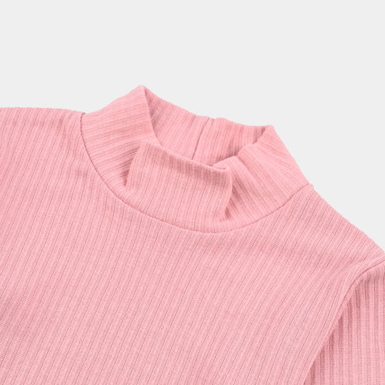 Infant Unisex Rib Turtle Neck T-Shirt - Candy.Pink