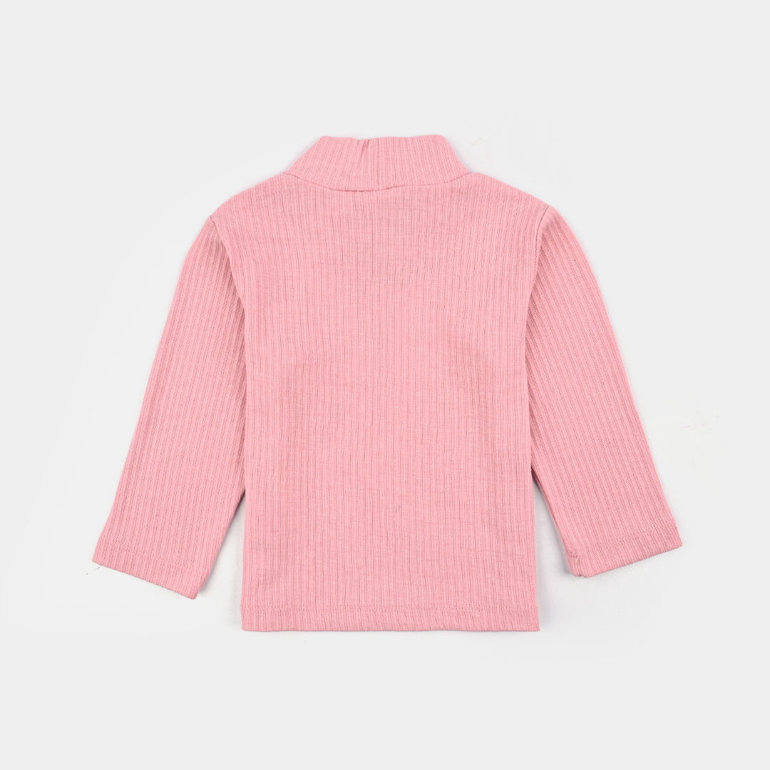 Infant Unisex Rib Turtle Neck T-Shirt - Candy.Pink