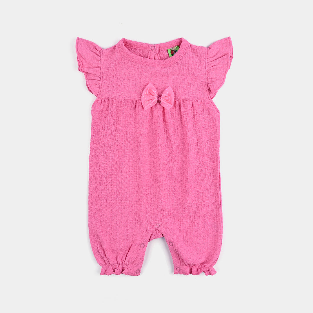 Infant Girls Jacquard Romper Fashion Bow Style-Pink